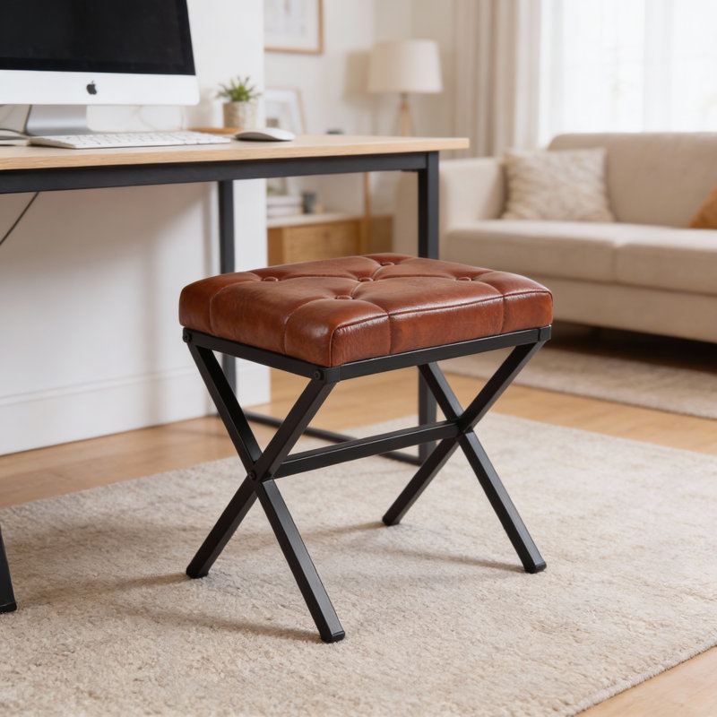 Tabouret en similicuir l 15,5 po, Brun