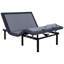 Base de lit ajustable pour chambre simple simple, tissu gris, pieds noirs, télécommande sans fil, anti-gravité, lit de massage long, rails en tissu, trois niveaux