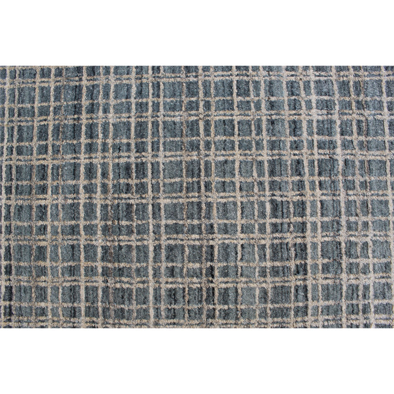 Tapis bleu clair et beige noué à la main de haute qualité, Rectangle 5 pi 9 po x 8 pi 9 po