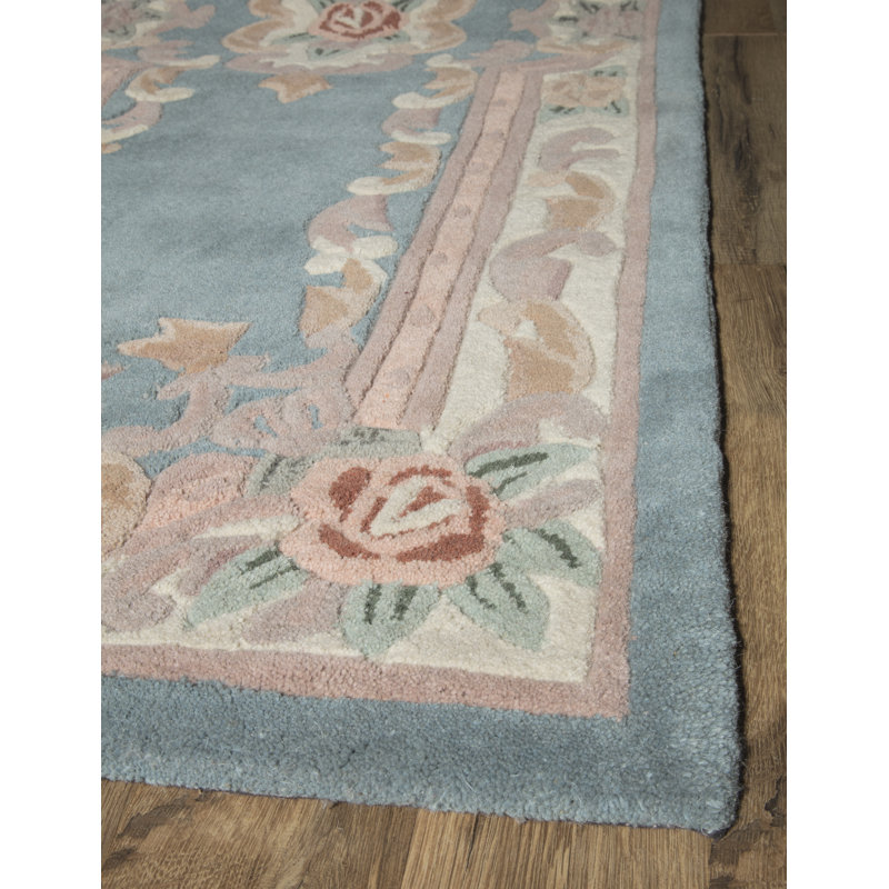 Tapis bleu clair Aubusson, Rectangle de 5 pi x 8 pi