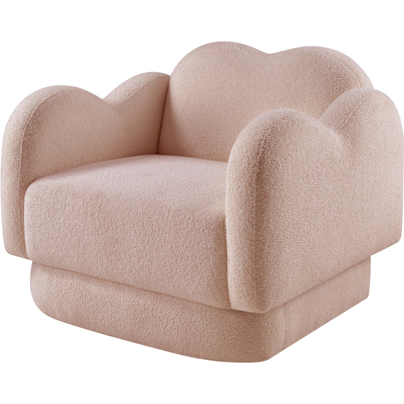 Chaise rembourrée Rainald, Tissu rose en peluche