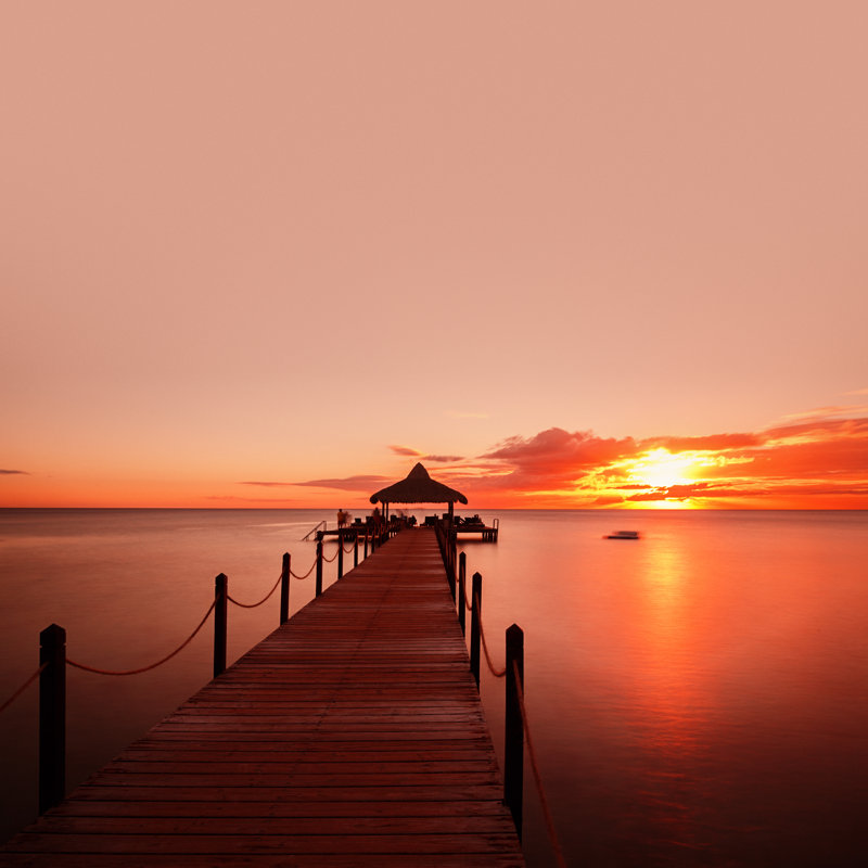 Pier In A Caribbean Beach by THEPALMER - Wrapped Canvas Print, 122cm H x 122cm W