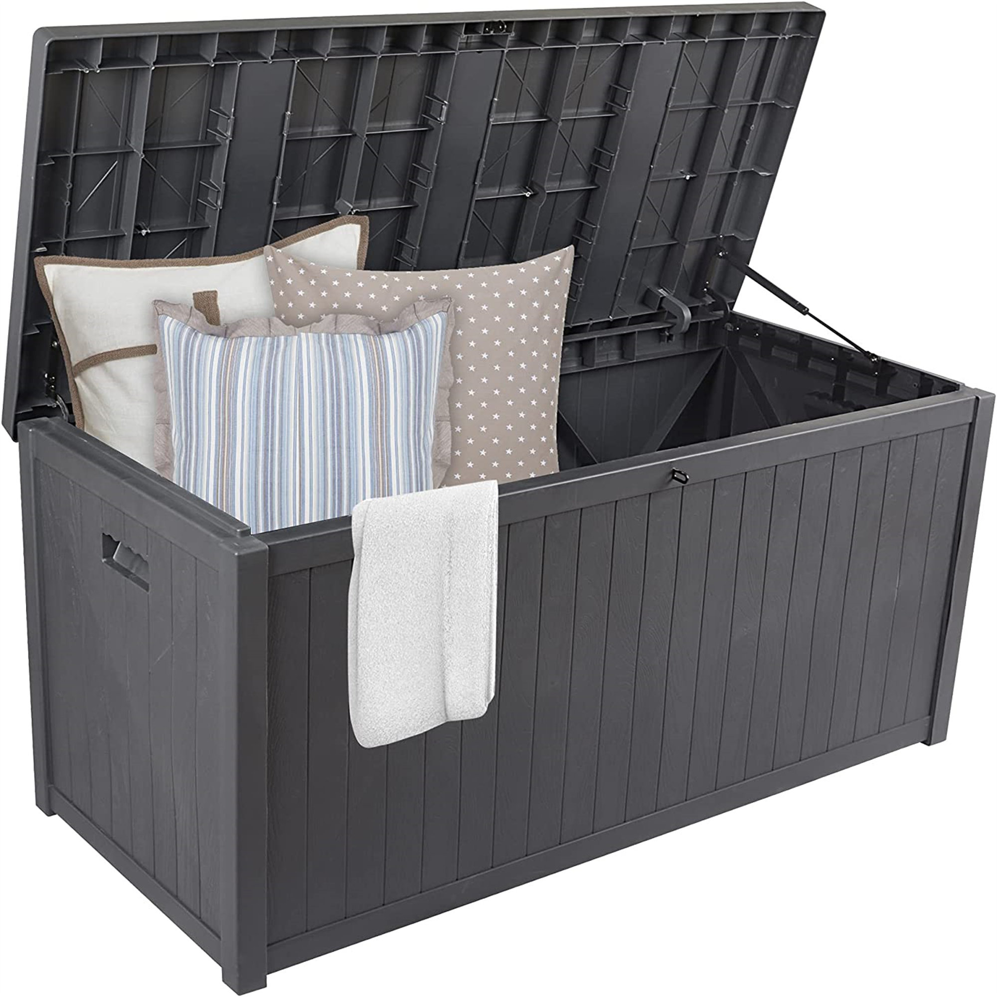 JUMMICO 49'' W 120 Gallons Water Resistant Polypropylene Lockable Deck Box Wayfair