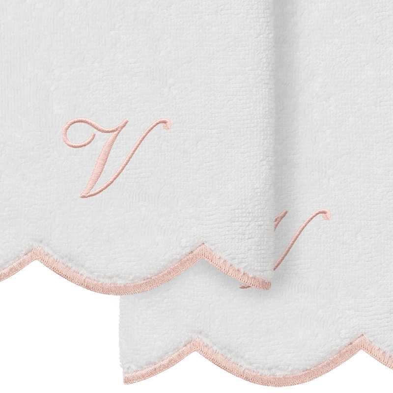  Ensemble de serviettes 100% coton turque ADORNIA, Blanc / Rose, V, Ensemble de 2 serviettes à doigts