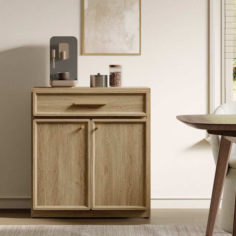 Cesiro30" Wide Accent Chest With Drawer And Adjustable Shelves, Brown Oak, 1 