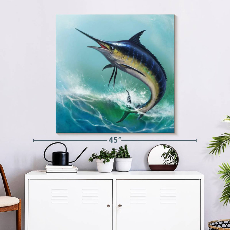 Crowle Blue Marlin Painting, 33" H x 33" W