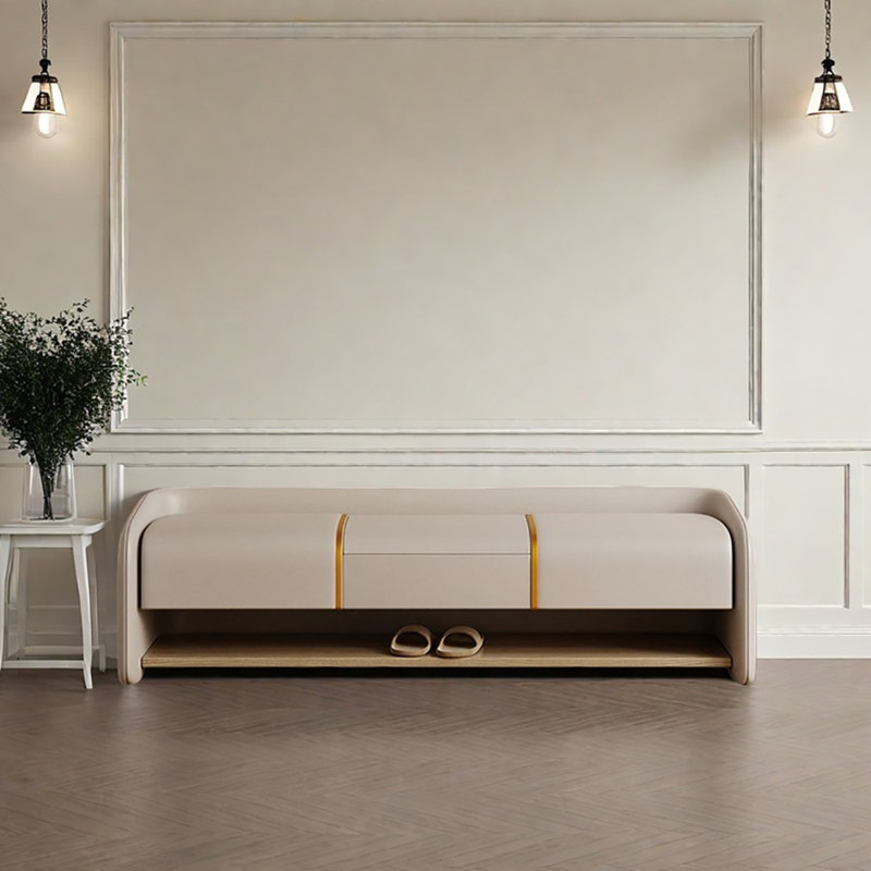 Tabouret avec rangement à chaussures 47,2 po, Beige