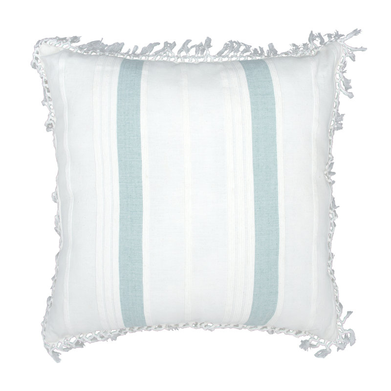 Nathan Striped Woven Square Throw Pillow, Seaglass
