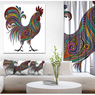 Animal Rooster Colored Patterns Canvas Traditional - 2017 Rooster