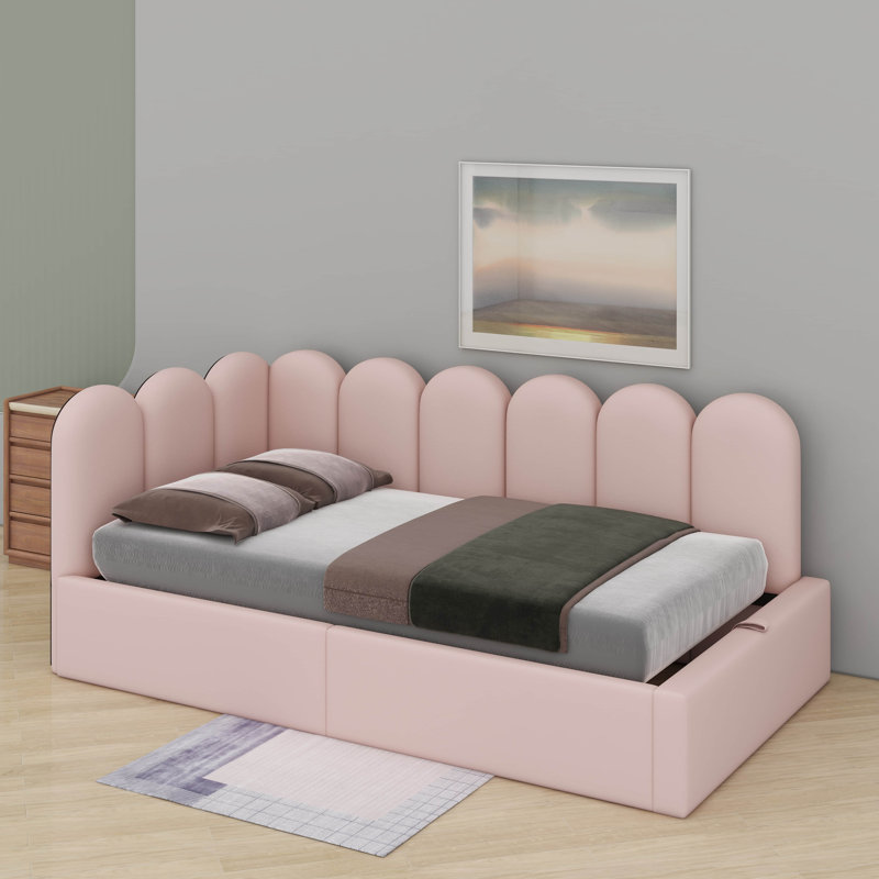 Twin Size Upholstered Daybed With Storage, Pink