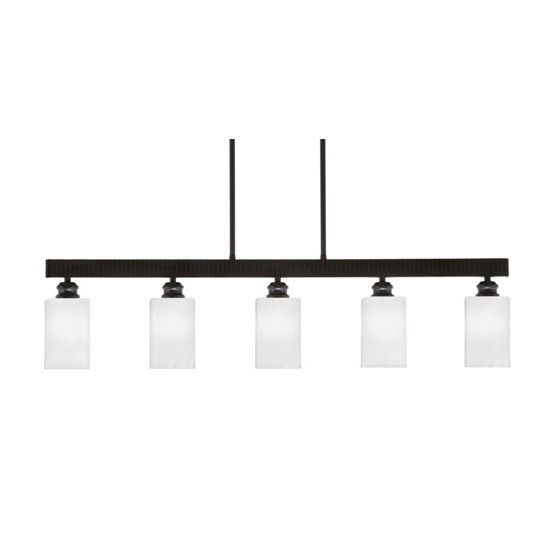 Barre d'éclairage 5 lumières Edge avec verre de marbre blanc 4 po, Espresso