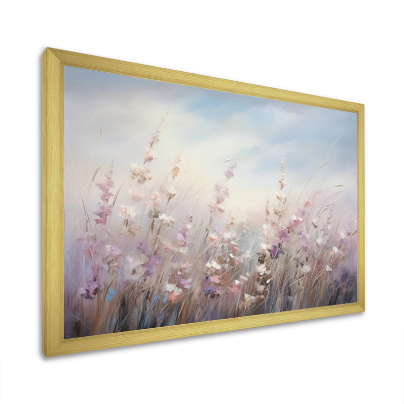 Fleurs murales mauves Whispering Breeze II - art mural fleurs sauvages pour le salon, H 30 po x l 40 po x P 1,5 po
