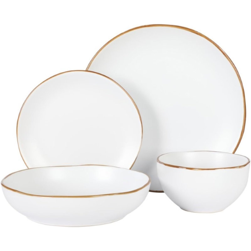 Ensemble de vaisselle en grès 16 pièces Gibson Home Hazeltine, Blanc