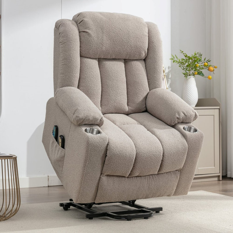 Redding 89cm Wide Lift Assist Standard Recliner with Massager, Brown