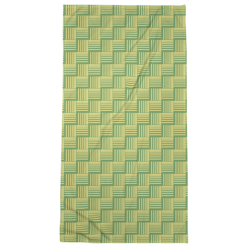 Serviette de bain à rayures Baskettressée classique, Jaune clair / vert clair