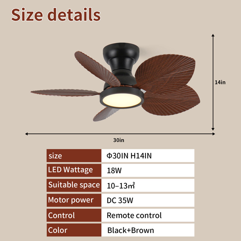 Ventilateur de plafond à feuilles de palmier de 30 pouces