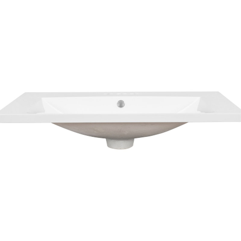 Nouveau lavabo de salle de bain en céramique blanche de 30 pouces, pré-percé pour robinet à poignée simple, durabilité durable, nettoyage en douceur de la surface lisse et installation rapide sur le lavabo de l'armoire en blanc, robinet flexible