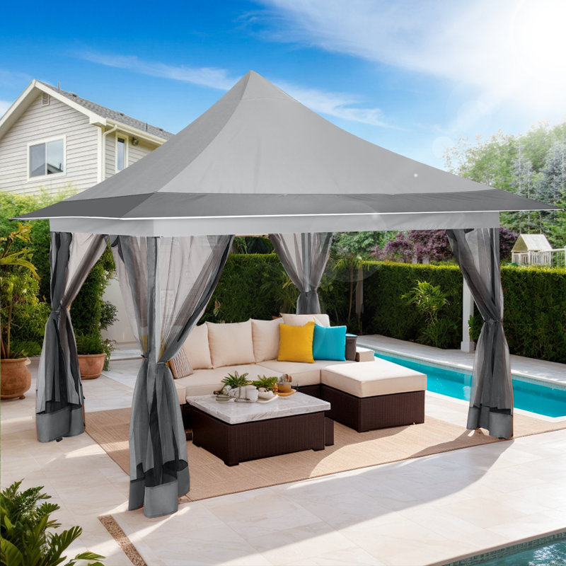 12x12FT Pop Up Gazebo Canopy Tent Outdoor Waterproof Upgrade Portable Gazebo with Mosquito Nettings and Carry Bag for Patio Garden Lawn