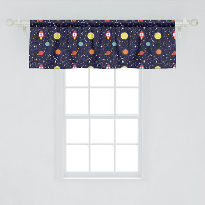 Ambesonne Spaceship Valance Pack of 2 Flat Flying Spacecraft  Indigo Multicolor
