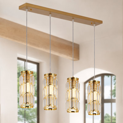 Deimonas 4 - Light Crystal Cylinder Linear Kitchen Island Pendant