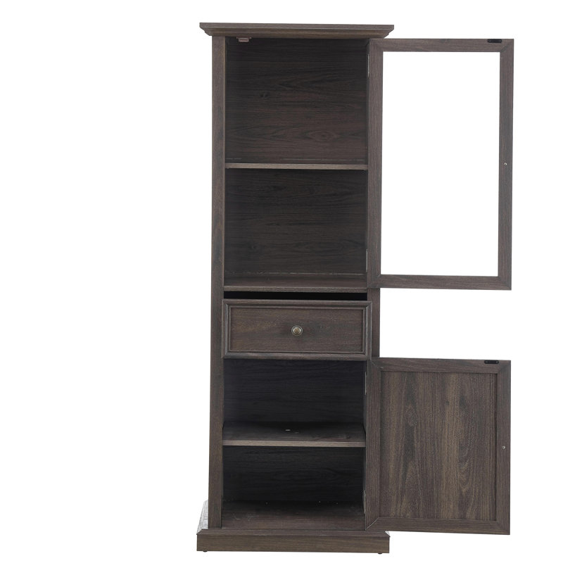 Armoire de rangement haute, armoire autoportante avec porte en verre et tablettes, armoire de buffet, armoire avec tiroir pour le salon, la cuisine, la salle à manger, le bureau,