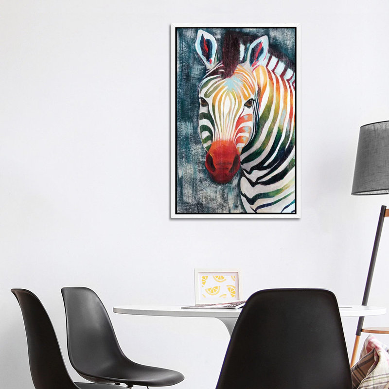 Prism Zebra II by Grace Popp - Floater Frame Gallery-Wrapped Canvas Giclée on Canvas, White , 101.6 cm H x 66.04 cm W