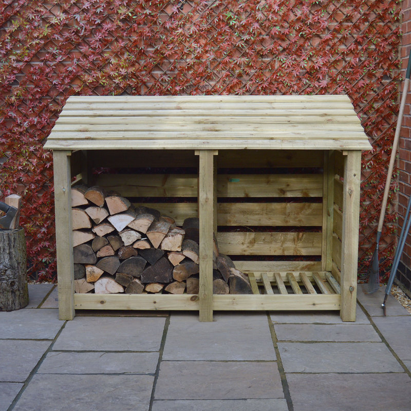 180cm W x 80cm D Solid Wood Log Store, Light Green