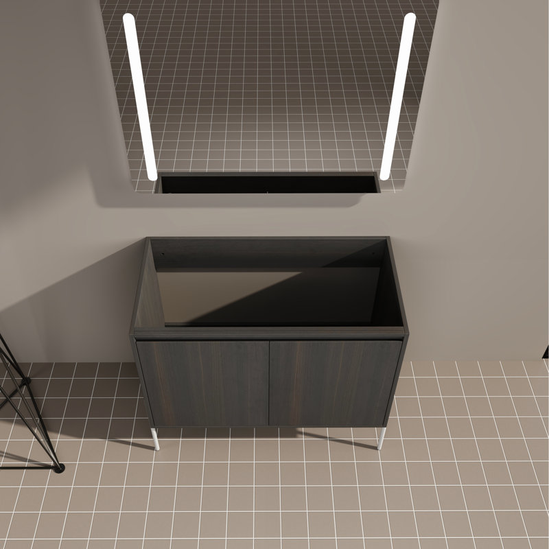 Armoire de salle de bain 36 po, meuble-lavabo moderne en chêne foncé, armoire