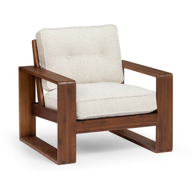 Chaise d'appoint rembourrée Nolani, Acacia / polyester bouclé