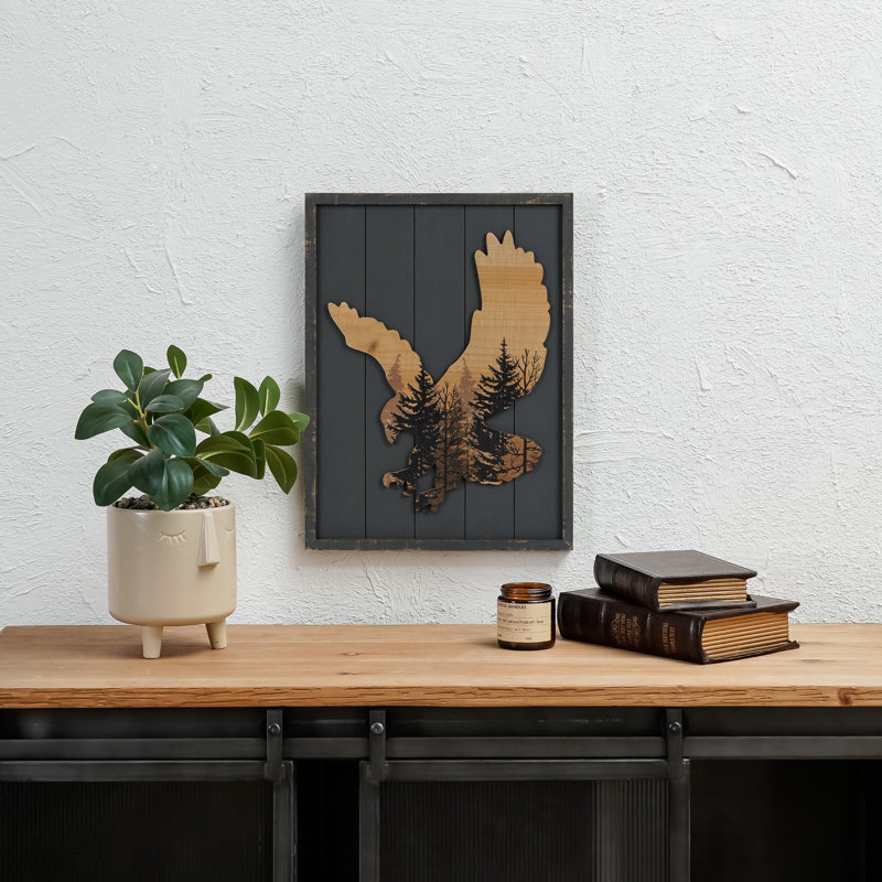 Rustic Forest Eagle Wood Wall Decor