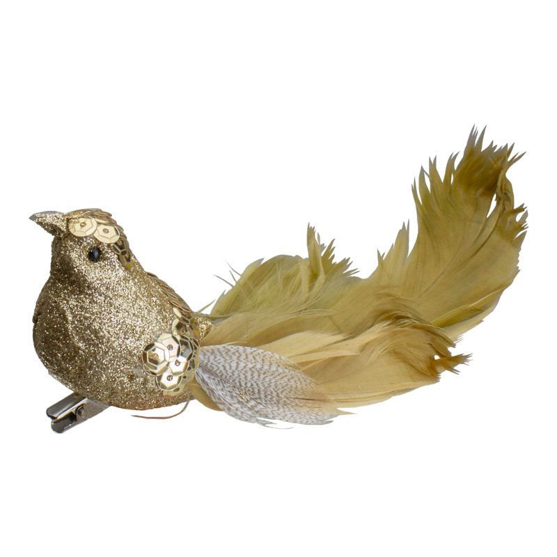 Ornement de Noël oiseau scintillant, H 2 po x l 1,5 po x P 5 po