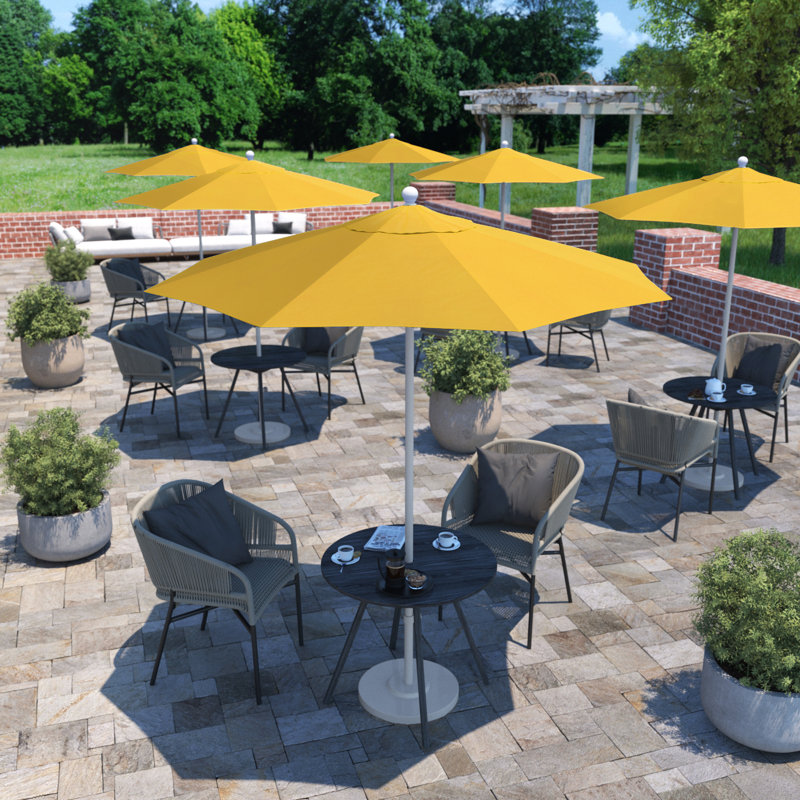 Parasol de marché 90 po Sunbrella, Toile Sunbrella® jaune tournesol, Blanc mat