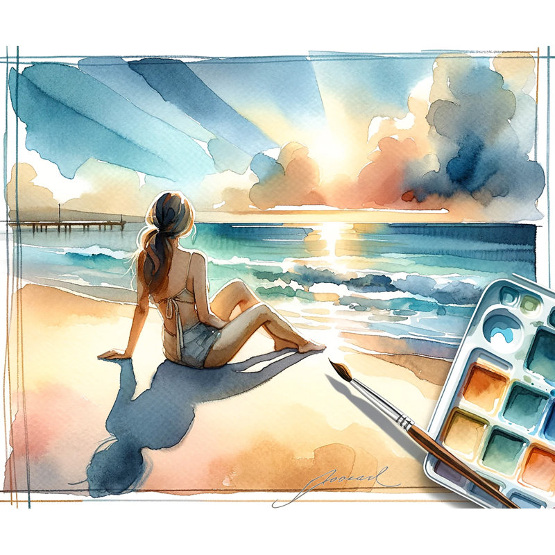 Art mural sur toile Sunlit Beach Reverie, H 12 po x l 12 po x P 1 po