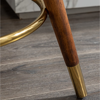 Tabouret pivotant à hauteur de comptoir pivotant à 360 ° de style Mid-Century blanc - moderne, revêtement, ton de bois brun