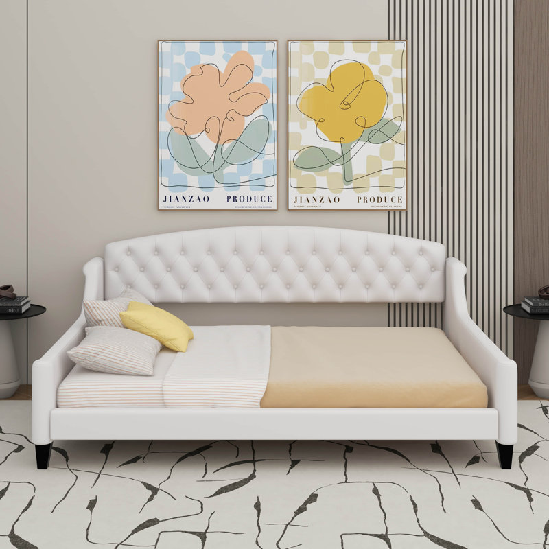 Full Size Modern Luxury Tufted Button Daybed, Beige