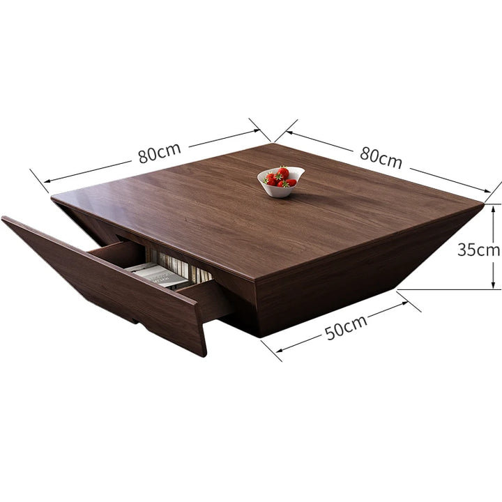Myanh Lift Top Pedestal Coffee Table, 35cm H x 100cm L x 100cm W, Chocolate