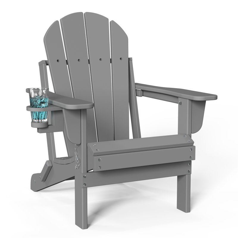 Selevae Foldable Outdoor Adirondack Chair, Gray