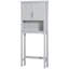 Armoire de rangement moderne au-dessus de la toilette, organisateur de salle de bain à double porte avec tablette réglable intérieure et tablette ouverte