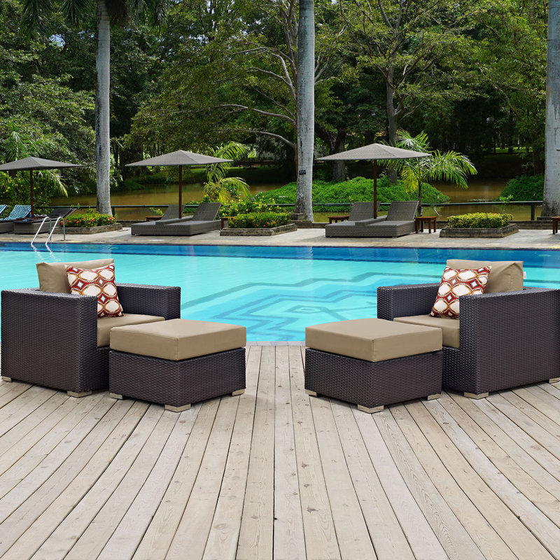 Convene 4 Piece Outdoor Patio Sectional Set, Mocha