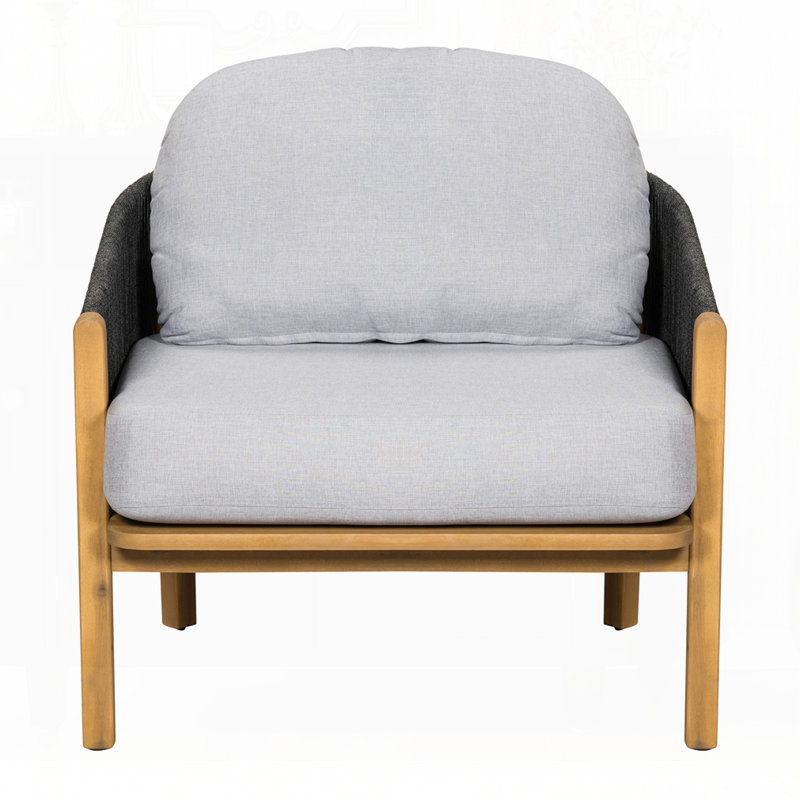Fauteuil club d'extérieur en bois, Gris, Noir