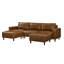 Canapé d'angle modulaire moderne en forme de U, revêtement en similicuir, 2 poufs amovibles et pieds en bois massif, brun