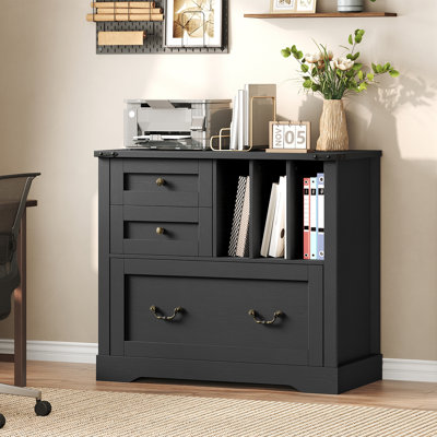 Farmhouse File Cabinet, Lateral Filing Cabinet with 3 Drawers and Folder Organizer, Office Storage Cabinet for A4 Letter Size Files, Printer Stand with Storage for Home Office