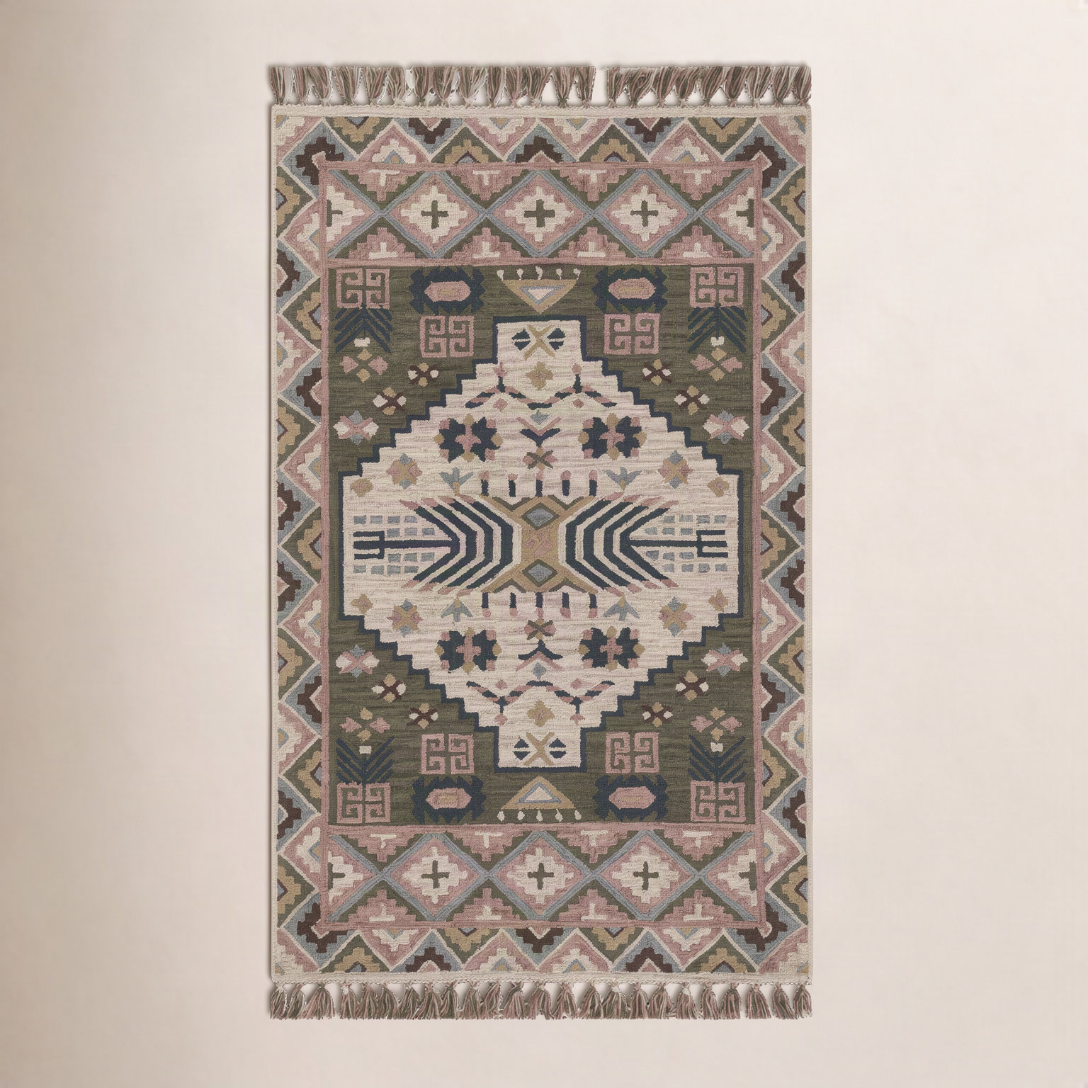 Anine Green Hand-Tufted Wool Oriental Rug, Rectangle 2' x 3'