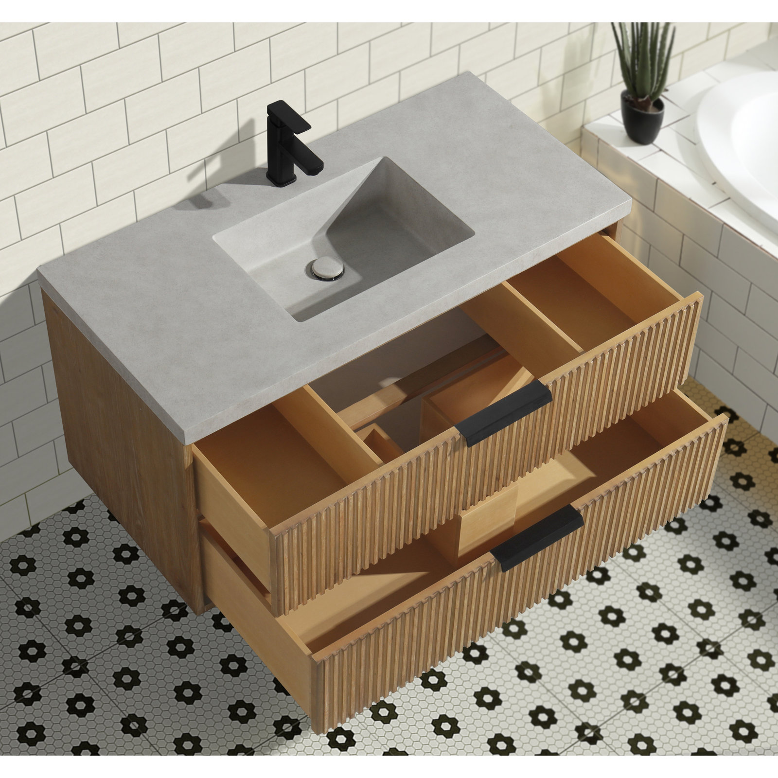 Anelie 42'' Single Bathroom Vanity With Concrete Top