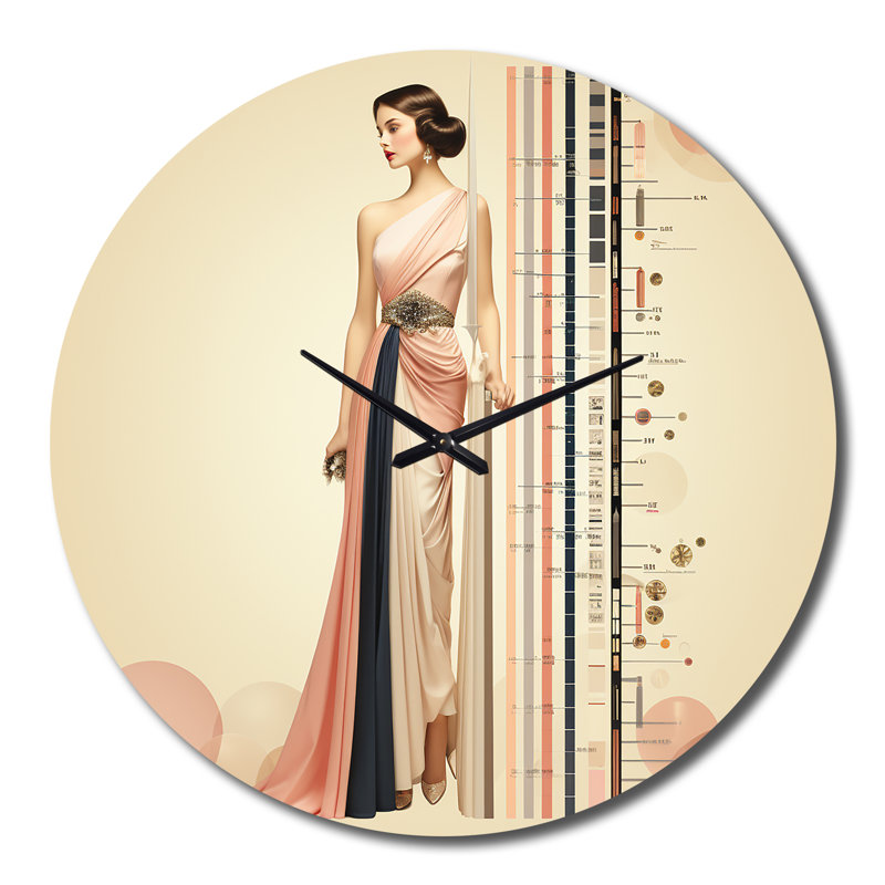 Horloge murale Art Nouveau Elegant Glamour Portrait II, Grand