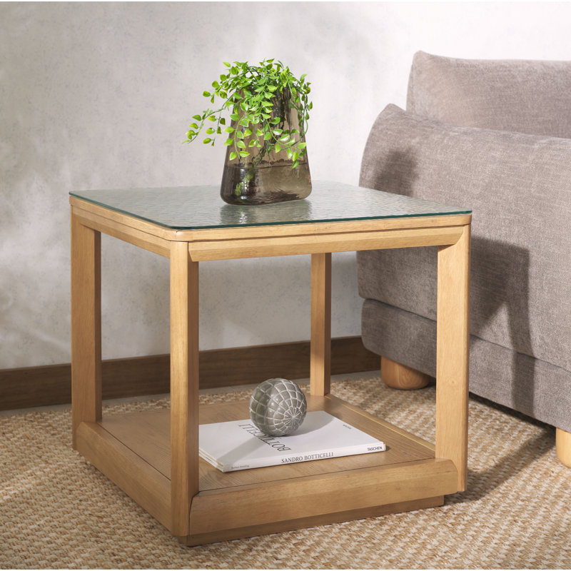 Charde Glass Top End Table, Natural
