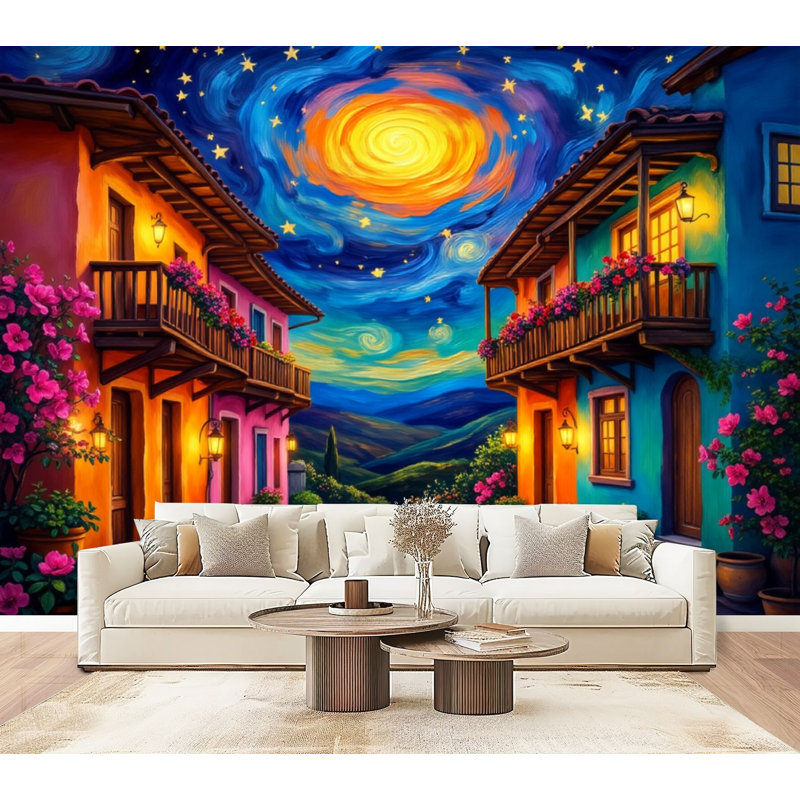 Papier peint adhésif mural bohème coloré Boho, L 96 po x l 69 po