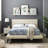 Julia Queen Biscuit Tufted Upholstered Fabric Platform Bed-1581678393