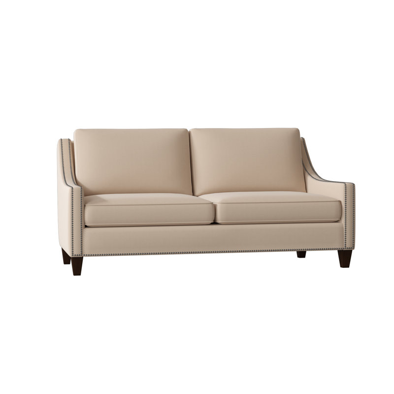 Canapé à accoudoirs carrés en mélange de polyester avec coussins réversibles Aspen, 60 pouces, Pénélope matelot, Noyer