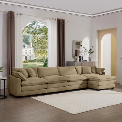 Corduroy Living Room Furniture  4 Seater With Footstool Chic Style Area Furniture Modern And Elegant